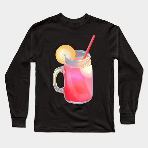 Pink Lemonade in Glass Jar Long Sleeve T-Shirt by LyddieDoodles
